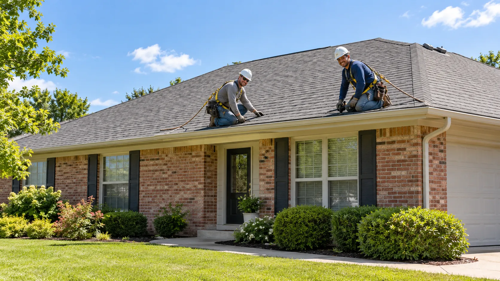 A new shingle roof on a brick ranch home in Frisco